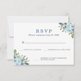 Resposta de Casamento com Aquarela Floral Azul Mar