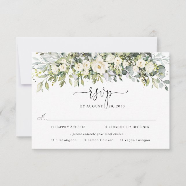 Resposta de Casamento com Flores Brancas e Escolha (Frente)
