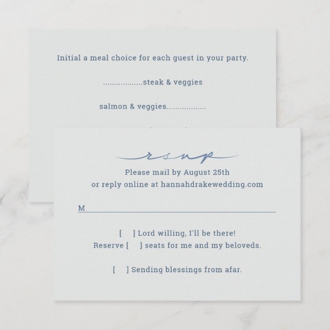 Resposta de Casamento com Letra à Mão e Escolha de (Frente/Verso)
