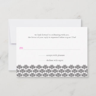 Resposta de Casamento Damask Simplicity Preto Rosa