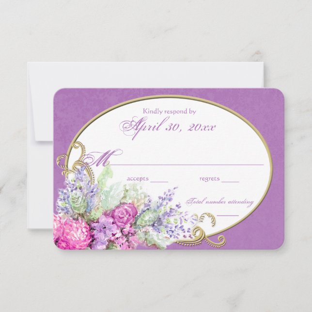 Resposta de Casamento de Buquê de Aquarela (Frente)