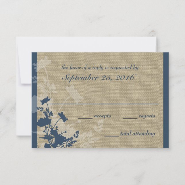 Resposta de Casamento de Burlap e Flores Selvagens (Frente)