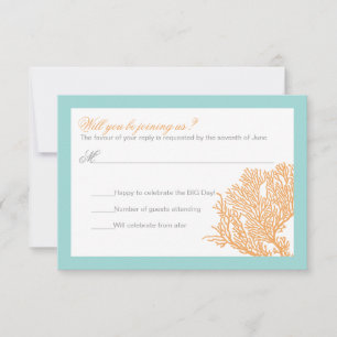Resposta de Casamento de Coral   Convite de RSVP d
