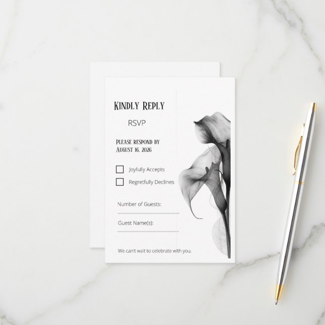 Resposta de Casamento de Lírio Calla Preto e Branc (Frente/Verso In Situ)