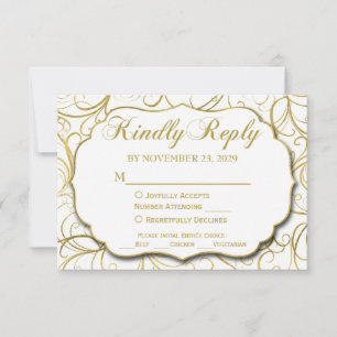 Resposta de Casamento de RSVP de espiral Dourada b
