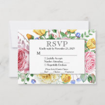 Resposta de Casamento de RSVP Floral Amarelo Cor-d
