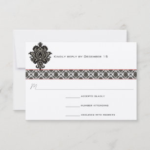 Resposta de casamento do Black & White Damask Red 