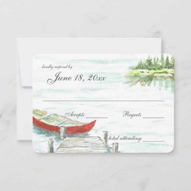 Resposta de Casamento do Lago Canoe Watercolor (Frente)