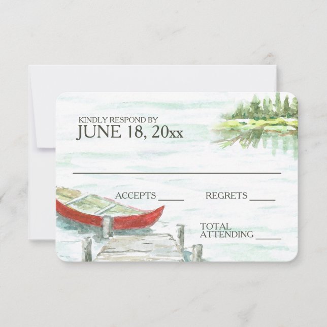 Resposta de Casamento do Lago Canoe Watercolor (Frente)