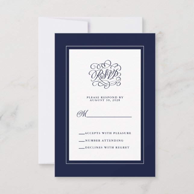 Resposta de Casamento Elegante Chic Enclosure Azul (Frente)