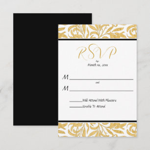 Resposta de Casamento Elegante Dourado e Negro