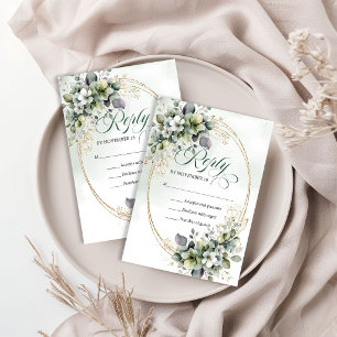Resposta de Casamento em Aquarela Verde Sujo RSVP