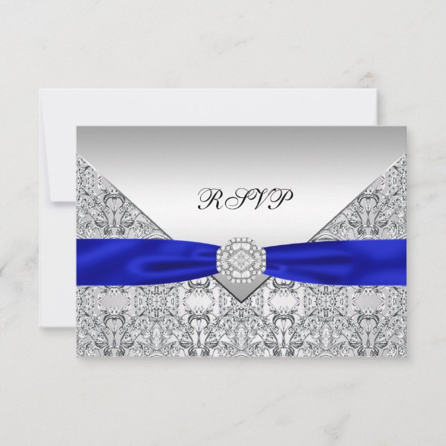 Resposta de Casamento em Azul Real e Prata com Dia (Frente)