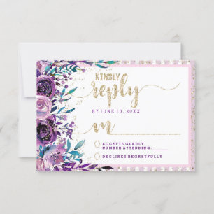 Resposta de Casamento em Champanhe Floral Roxo Dou