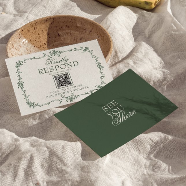 Resposta de Casamento em Código QR Floral Verde Es (Criador carregado)