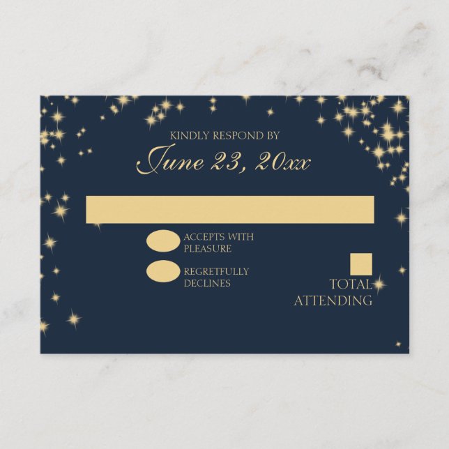 Resposta de Casamento Estrelas de Meia-Noite Brilh (Frente)