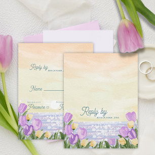 Resposta de Casamento Florais Roxos Pôr do Sol Rom