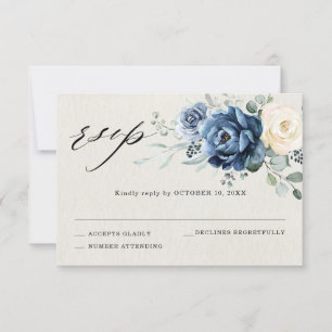 Resposta de Casamento Floral Azul Desbotado Champa