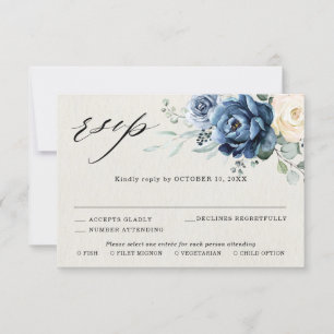 Resposta de Casamento Floral Azul Desbotado Champa