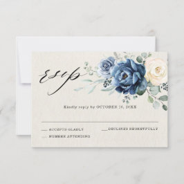 Resposta de Casamento Floral Azul Poeira Champanhe