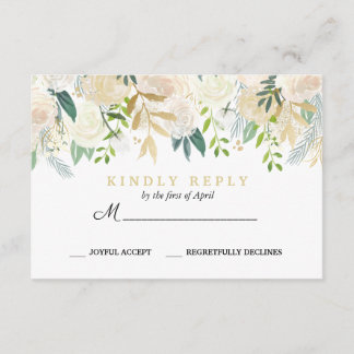 Resposta de Casamento Floral de Ivory Buquê RSVP M
