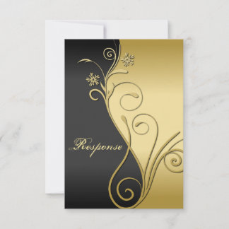 Resposta de Casamento Floral Dourado Clássico RSVP