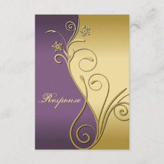 Resposta de Casamento Floral Dourado Clássico RSVP