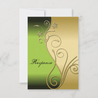 Resposta de Casamento Floral Dourado Clássico Verd