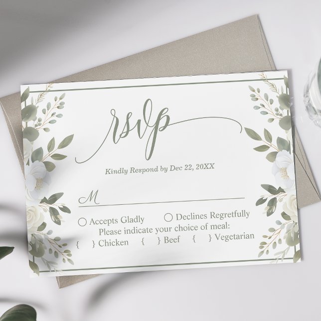 Resposta de Casamento Floral em Script Marfim e Sa (Criador carregado)