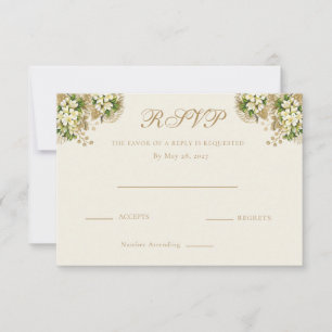 Resposta de Casamento Floral Marfim e Dourado Anti