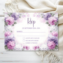 Resposta de Casamento Floral Roxo e Rosa