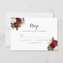 Resposta de Casamento Floral Vermelho Burgundy Rom