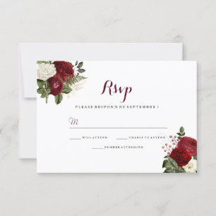 Resposta de Casamento Floral Vermelho Burgundy Rom