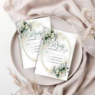 Resposta de Casamento Folhagem Dourada em Aquarela