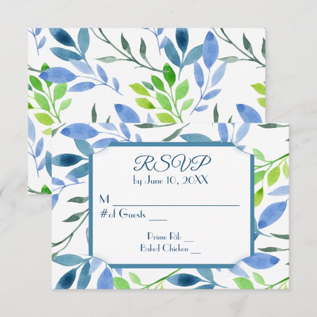Resposta de Casamento Folhas de Aquarela (Frente/Verso)