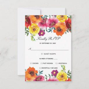 Resposta de Casamento Formal Floral Vermelho Rosa