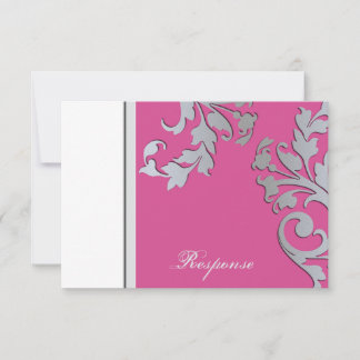 Resposta de Casamento Fuchsia Pink & Silver RSVP