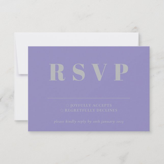 Resposta de Casamento Lavanda Prata RSVP (Frente)
