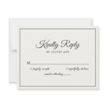 Resposta de Casamento Moderna Creme e Preto Suave