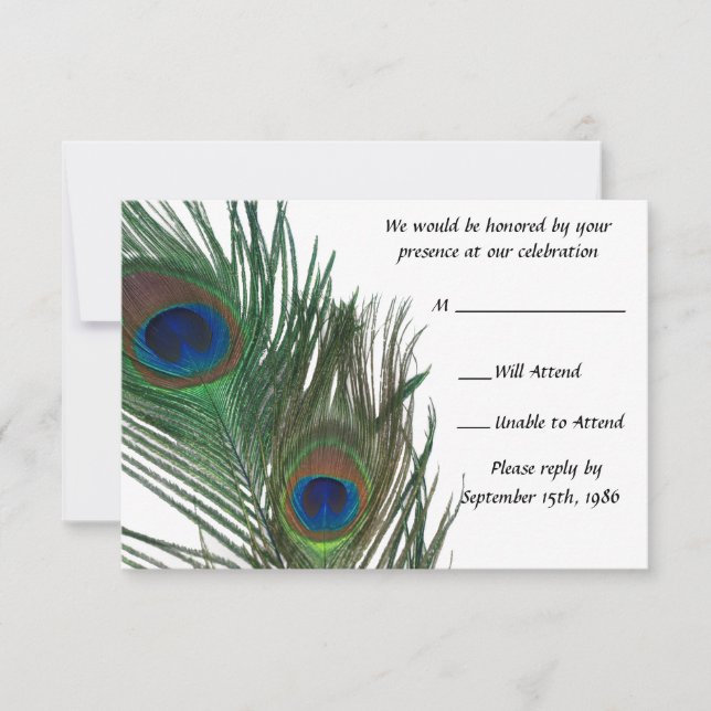 Resposta de Casamento Pavão Branco Adorável (Frente)