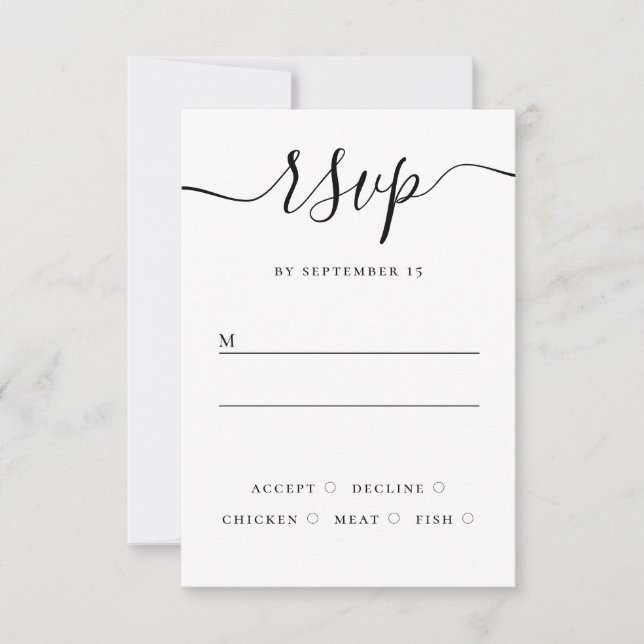 Resposta de Casamento Preto e Branco | Letra Elega (Frente)