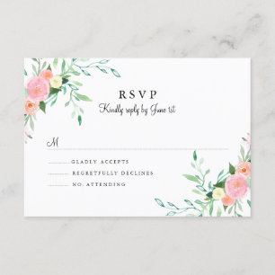 Resposta de Casamento Rosa Doce Aquarela Pêssego