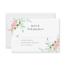 Resposta de Casamento Rosa Doce Aquarela Pêssego