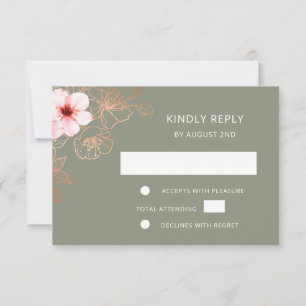 Resposta de Casamento Rosa Dourado Floral