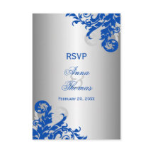 Resposta de Casamento Royal Blue e Prata Flourish