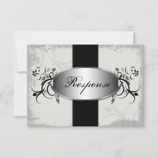 Resposta de Casamento RSVP Card Diamond Black Whit