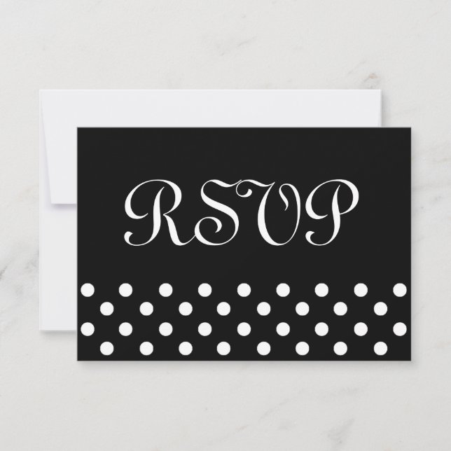 Resposta de casamento RSVP de Bolinhas Negra e Bra (Frente)