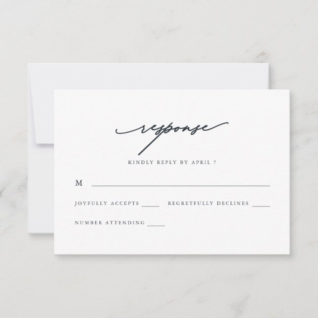 Resposta De Casamento Rsvp De Caligrafia Azul Chic (Frente)