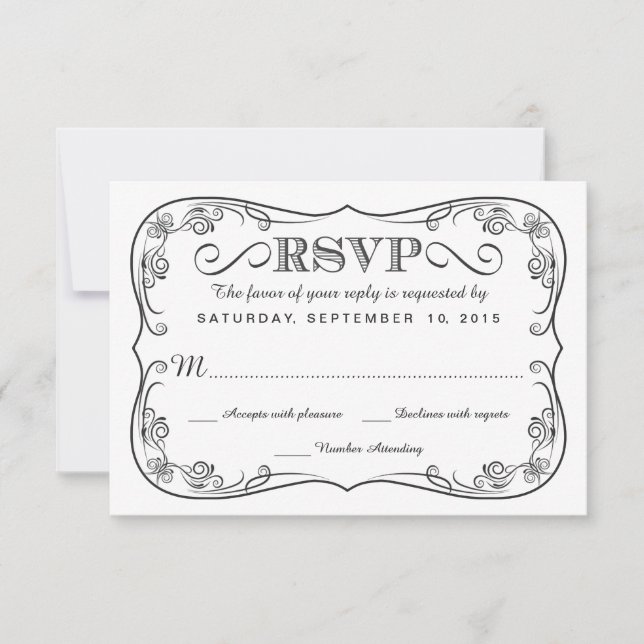 Resposta de Casamento RSVP de Chalkboard Vintage d (Frente)