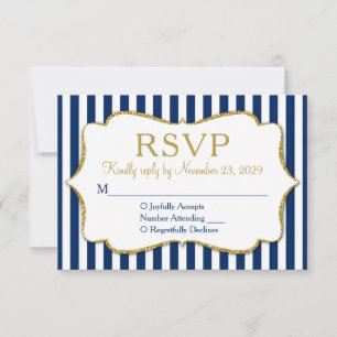 Resposta de casamento RSVP de distribuição Dourada